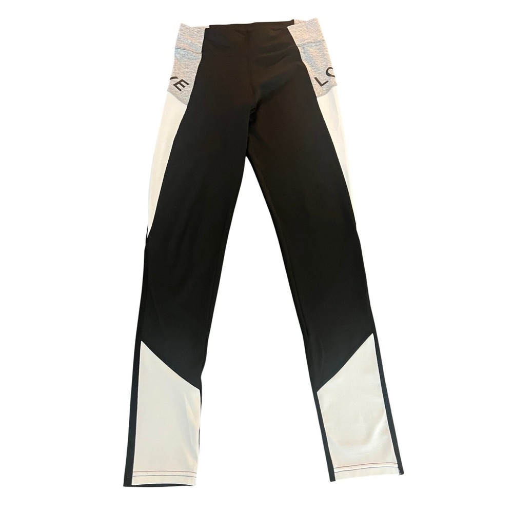 Dyce Apparel Womens Colorblock Mesh Panel Leggings Black White Size L (1185)